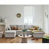 BESTMOBILIER Cyrus - canapé panoramique en U - 7 places - convertible avec coffre - en velours côtelé - Gris clair