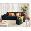 BESTMOBILIER California - canapé d'angle réversible 4 places - convertible avec coffre, étagère et poufs - en velours texturé - Bleu