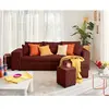 BESTMOBILIER California - canapé d'angle réversible 4 places - convertible avec coffre, étagère et poufs - en velours texturé - Prune