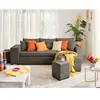 BESTMOBILIER California - canapé d'angle réversible 4 places - convertible avec coffre, étagère et poufs - en velours texturé - Gris