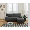 BESTMOBILIER Cristal - canapé 3 places - convertible avec coffre et pouf - en velours côtelé - Gris foncé