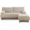 BESTMOBILIER Cristal - canapé 3 places - convertible avec coffre et pouf - en velours côtelé - Beige