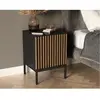 BESTMOBILIER Savanna - table de chevet - bois et noir - 40 cm - Noir / Bois