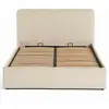 BESTMOBILIER Goyave - lit coffre - 160x200 - en velours côtelé - sommier inclus - Beige