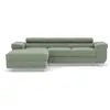 BESTMOBILIER Canapé d'angle gauche convertible 6 places en velours côtelé vert