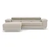 BESTMOBILIER Canapé d'angle gauche convertible 6 places en velours côtelé beige