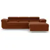BESTMOBILIER Pablo - canapé d'angle droit - 6 places - convertible avec coffre et têtières réglables - en velours côtelé - Terracotta