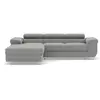BESTMOBILIER Canapé d'angle gauche convertible 6 places en velours côtelé gris