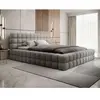BESTMOBILIER Kingston - lit coffre - 180x200 - sommier inclus - en tissu bouclette - Gris