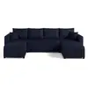 BESTMOBILIER Regala - canapé panoramique - 7 places - convertible avec coffre - en tissu - Bleu