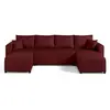 BESTMOBILIER Regala - canapé panoramique - 7 places - convertible avec coffre - en tissu - Rouge