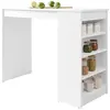 BESTMOBILIER Drazic - table de bar avec rangements - blanc - de 2 à 4 personnes TU