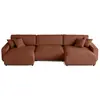 LISA DESIGN Pivoine - canapé panoramique en U - 7 places - convertible avec coffre - en velours texturé - Terracotta