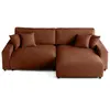 LISA DESIGN Pivoine - canapé d'angle réversible - 4 places - convertible avec coffre - en velours texturé - Terracotta