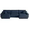 LISA DESIGN Pivoine - canapé panoramique en U - 7 places - convertible avec coffre - en velours texturé - Bleu