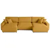 LISA DESIGN Pivoine - canapé panoramique en U - 7 places - convertible avec coffre - en velours texturé - Jaune
