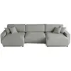 LISA DESIGN Pivoine - canapé panoramique en U - 7 places - convertible avec coffre - en velours texturé - Gris