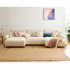 LISA DESIGN Pivoine - canapé panoramique en U - 7 places - convertible avec coffre - en velours texturé - Beige