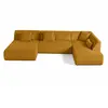 BESTMOBILIER Onyx - canapé panoramique d'angle droit 7 places - en velours côtelé - Jaune