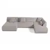 BESTMOBILIER Onyx - canapé panoramique d'angle droit 7 places - en velours côtelé - Gris clair