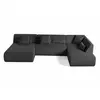 BESTMOBILIER Onyx - canapé panoramique d'angle droit 7 places - en velours côtelé - Gris foncé