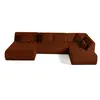 BESTMOBILIER Onyx - canapé panoramique d'angle droit 7 places - en velours côtelé - Terracotta