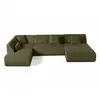 LISA DESIGN Onyx - canapé panoramique d'angle gauche 7 places - en velours côtelé - Vert