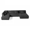 LISA DESIGN Onyx - canapé panoramique d'angle gauche 7 places - en velours côtelé - Gris foncé