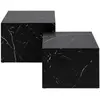 LISA DESIGN Pueblo - lot de 2 tables basses - effet marbre noir - 58 et 50 cm TU