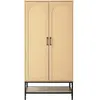Best Mobilier - Nagato - Armoire - cannage et Bois - 80 cm, Bois/Noir