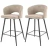 LISA DESIGN Pattaya - lot de 2 tabourets de bar - en tissu bouclette sable - Sable