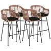 LISA DESIGN Rosano - lot de 4 tabourets - effet rotin - bois et noir - Noir / Bois