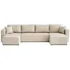 BESTMOBILIER Topaze - canapé panoramique - 7 places - convertible avec coffre - en tissu - Beige