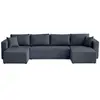 BESTMOBILIER Topaze - canapé panoramique - 7 places - convertible avec coffre - en tissu - Bleu