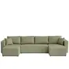 BESTMOBILIER Topaze - canapé panoramique - 7 places - convertible avec coffre - en tissu - Vert