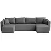 BESTMOBILIER Topaze - canapé panoramique - 7 places - convertible avec coffre - en tissu - Gris foncé