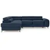 BESTMOBILIER Talisay - canapé d'angle gauche - 5 places - convertible avec coffre - en velours - Bleu marine