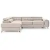 BESTMOBILIER Talisay - canapé d'angle gauche - 5 places - convertible avec coffre - en velours - Beige