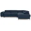 BESTMOBILIER Talisay - canapé d'angle droit - 5 places - convertible avec coffre - en velours - Bleu marine