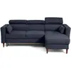 BESTMOBILIER Alicante - canapé d'angle réversible convertible avec têtières - coffre - 4 places - en tissu texturé - Bleu marine