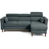 BESTMOBILIER Alicante - canapé d'angle réversible convertible avec têtières - coffre - 4 places - en tissu texturé - Bleu grisé