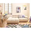 LISA DESIGN Matera - canapé d'angle gauche 3 places avec têtières réglables en tissu texturé - Beige