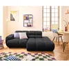 LISA DESIGN Matera - canapé d'angle droit 3 places avec têtières réglables en tissu texturé - Noir