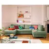 LISA DESIGN Anna - canapé panoramique d'angle droit 7 places convertible avec coffre en velours texturé - Vert sauge