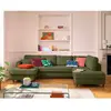 LISA DESIGN Anna - canapé panoramique d'angle droit 7 places convertible avec coffre en velours texturé - Vert Olive