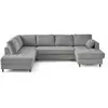 LISA DESIGN Anna - canapé panoramique d'angle gauche 7 places convertible avec coffre en velours texturé - Gris