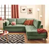 LISA DESIGN Anna - canapé d'angle droit 5 places convertible en velours texturé - Vert sauge
