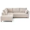 LISA DESIGN Anna - canapé d'angle gauche 5 places convertible en velours texturé - Beige