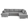 LISA DESIGN Anna - canapé panoramique d'angle droit 7 places convertible avec coffre en velours texturé - Gris