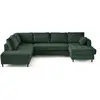 LISA DESIGN Anna - canapé panoramique d'angle gauche 7 places convertible avec coffre en velours texturé - Vert